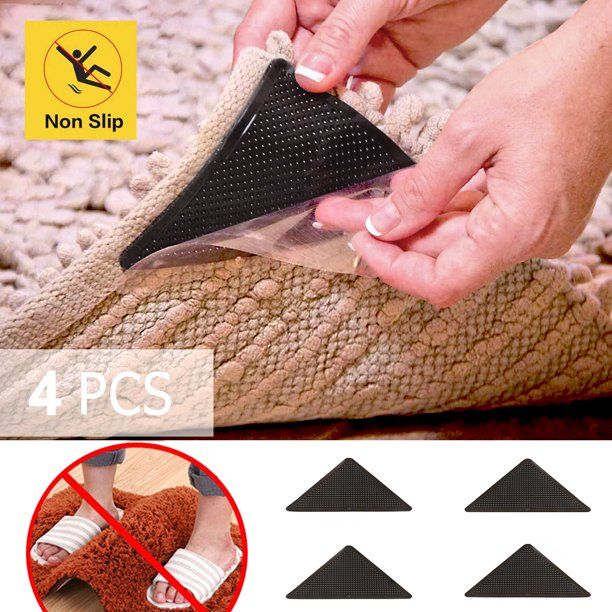 4 X Rug Carpet Mat Grippers Non Slip Anti Skid Reusable Washable Silicone  Grip 