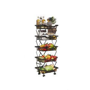 Rolling stackable storage baskets 5 layers black 30550