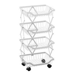 Rolling stackable storage baskets 4 layers white 30549