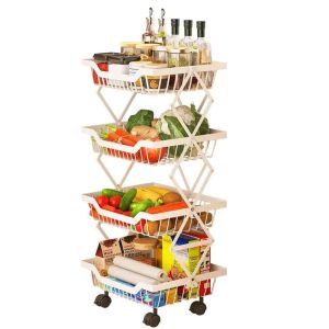 Rolling stackable storage baskets 4 layers white 30549