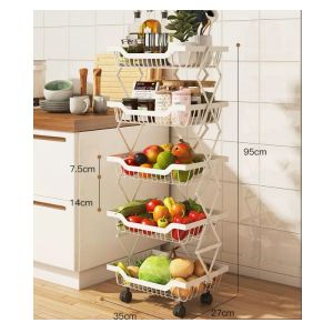 Rolling stackable storage baskets 5 layers white 30550
