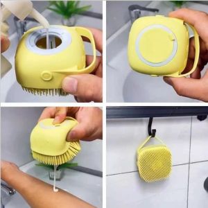 Fur cleaning brush with shampoo dispenser